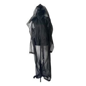 PEACHOO + KREJBERG Rare Silk Black Transparent Jacket size M with Hood RTW SS13